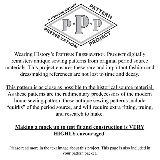 E-PATTERN- Circa 1916 Tailored Waist with Two Backs- Size 40" Bust PDF