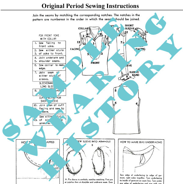 E-Pattern- Sagebrush Early 1930s Bib Front Blouse Pattern- Bust 30-44"