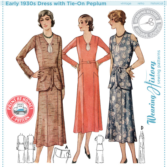 COMING SOON- Early 1930s Dress with Tie-On Peplum