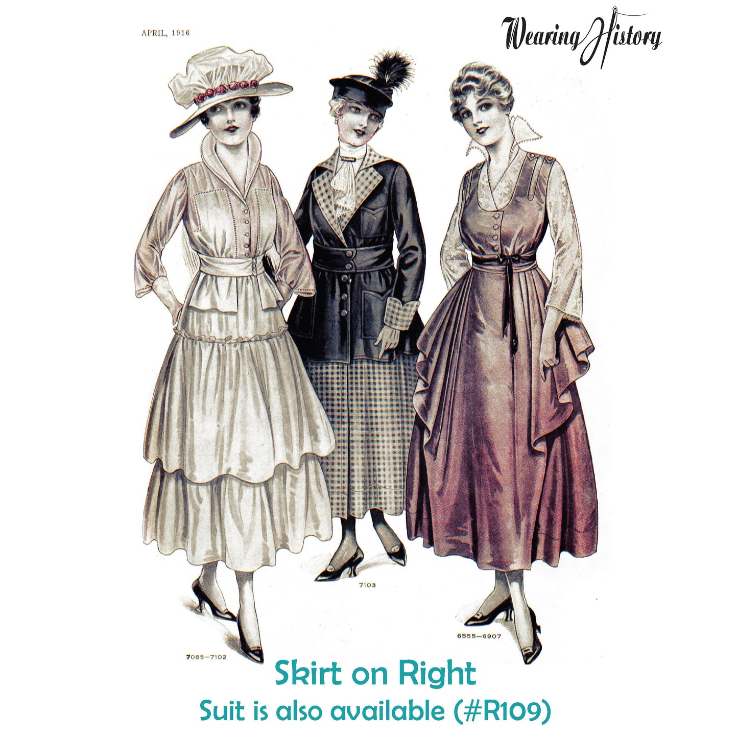 Printed Pattern- Circa 1916 Tunic Skirt With Train- Size 22"-35.5" Waist