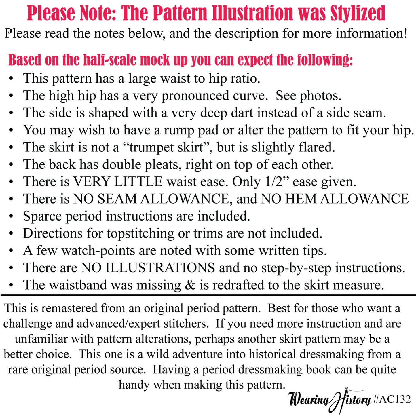 PRINTED PATTERN- 1900 Five Gored Skirt Pattern with Double Pleated Back