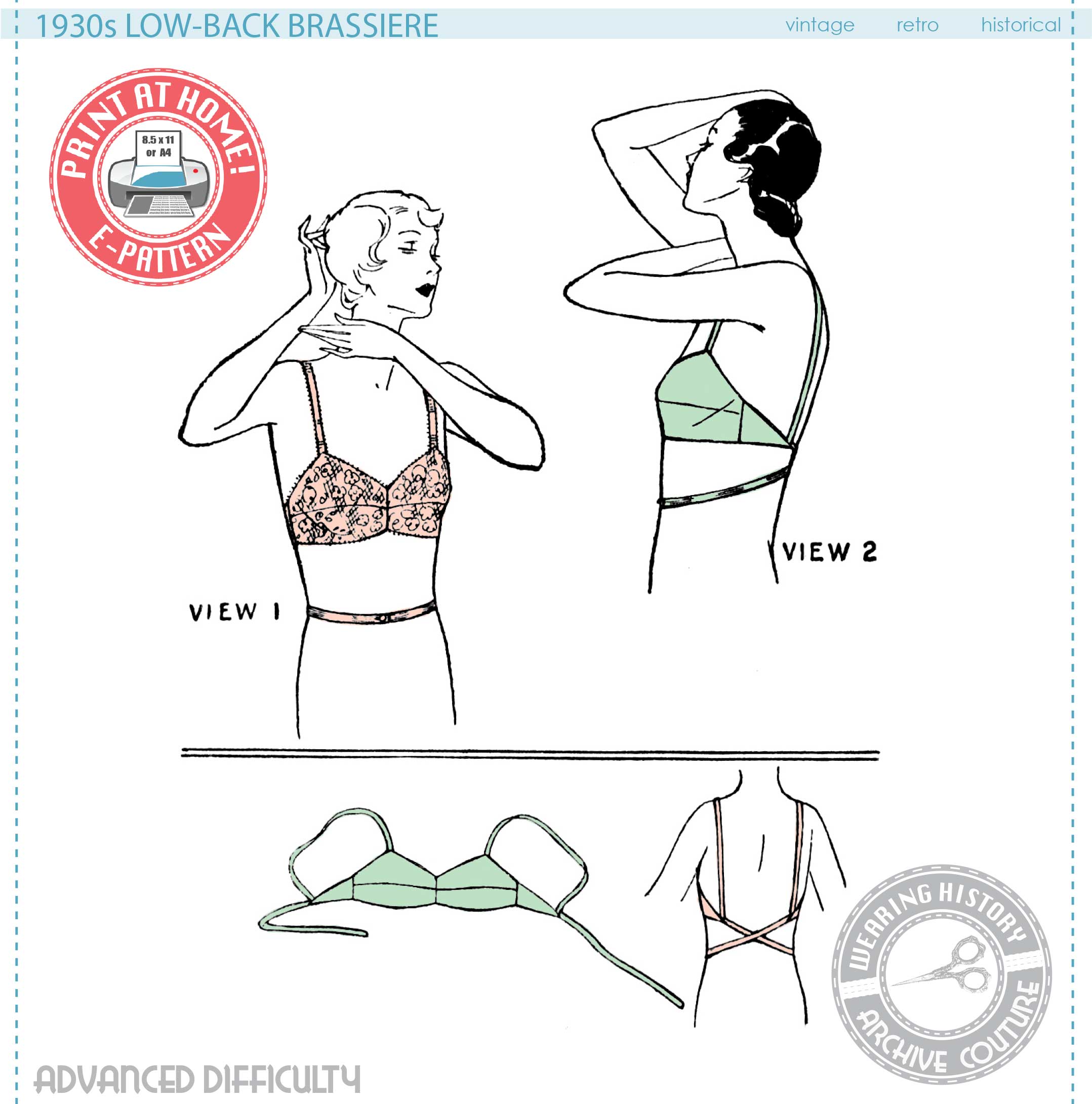 1940s Brassiere, Knickers and Slip PDF Sewing Pattern Bust 34 -   Australia