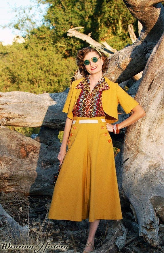 PRINTED PATTERN- Chic Ahoy- 30s Slacks, Halter, & Bolero- Bust 30"-40"