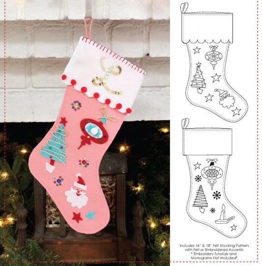 E-PATTERN- 1950's Novelty Felt Stocking Pattern- Mid Century Christmas Craft