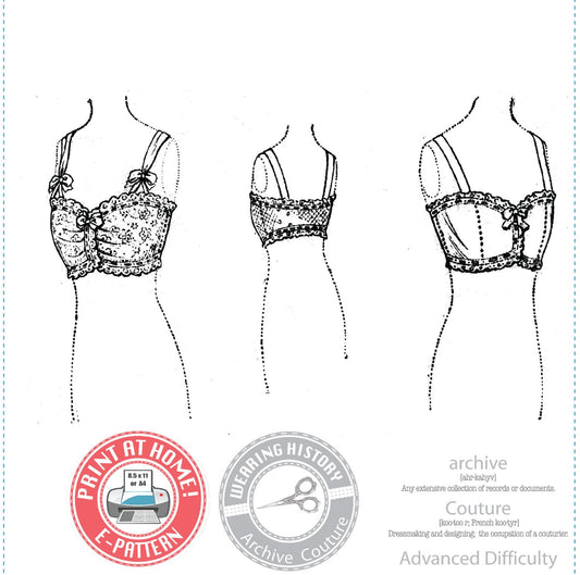 E-PATTERN- 1900s 1910s Edwardian Brassiere- Size 38" Bust