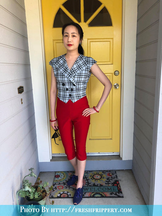 E-Pattern- 1930s Summer Blouse Pattern- 1930s Art Deco Double Breasted - Bust 30"-42"