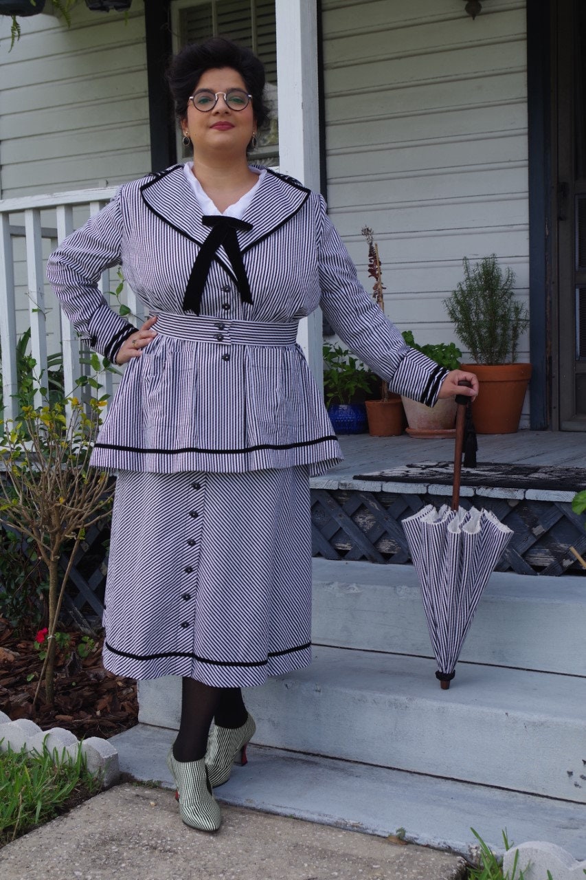 E-Pattern- 1910s Suit- Circa 1916- Jacket & Skirt- Bust 34"-46", Waist 24"-36"