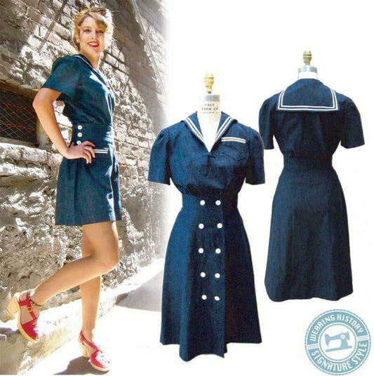 PRINTED PATTERN- 1940s Sailor Girl Playsuit Pattern- Blouse, Shorts, and Skirt- Wearing History