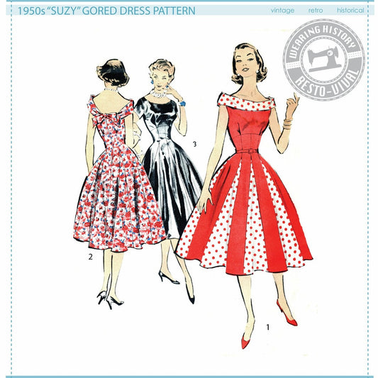 PRINTED PATTERN- 1950s "Suzy" Woman's Gored Dress Pattern
