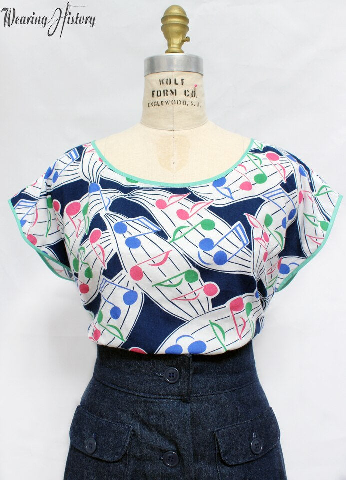 PRINTED PATTERN- Lana- 1940's Blouse and Crop Tops Pattern- 30"-42" Bust