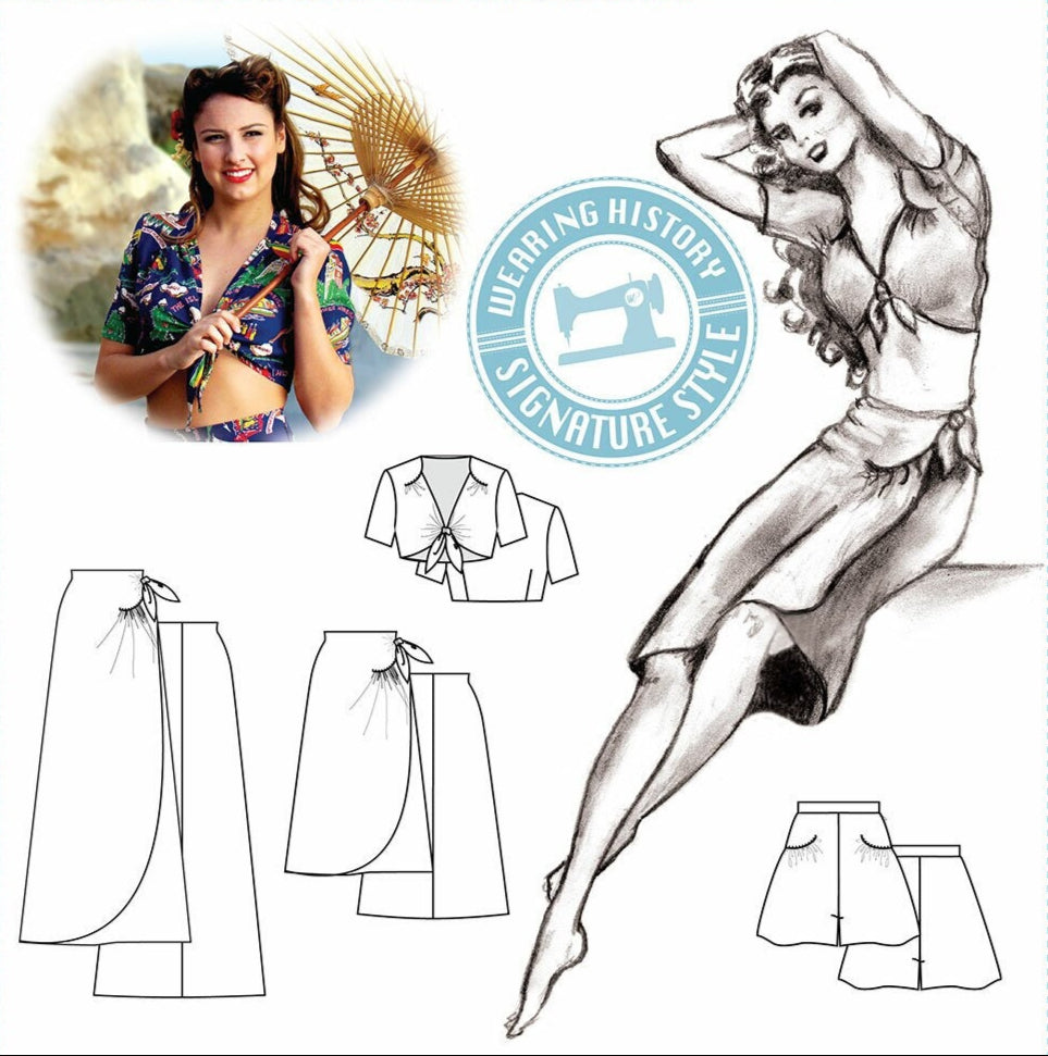PRINTED PATTERN- Sunkissed Sweetheart- 1940s Summertime Separates Pattern- 30"-40" Bust