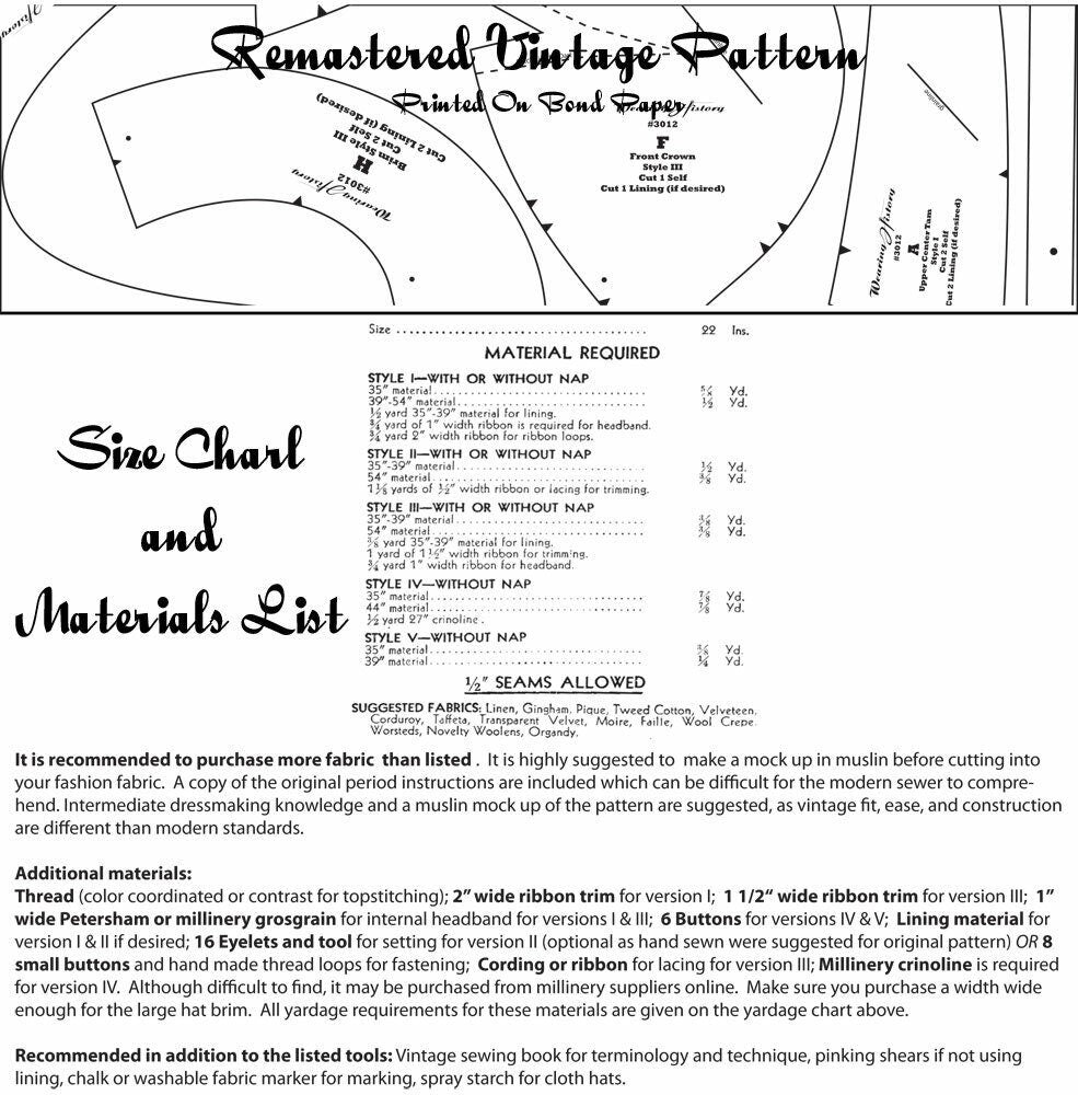 PRINTED PATTERN- Sporty Toppers- 1930s Hat Pattern- Size 22" Head