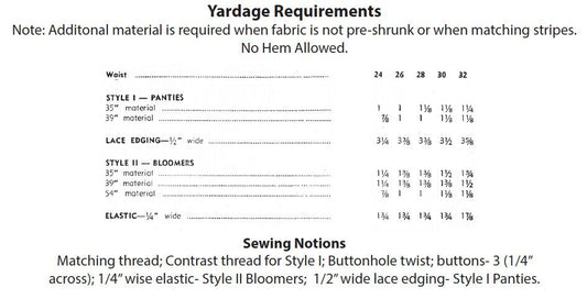 PRINTED PATTERN- 1940s Panties & Bloomers Pattern