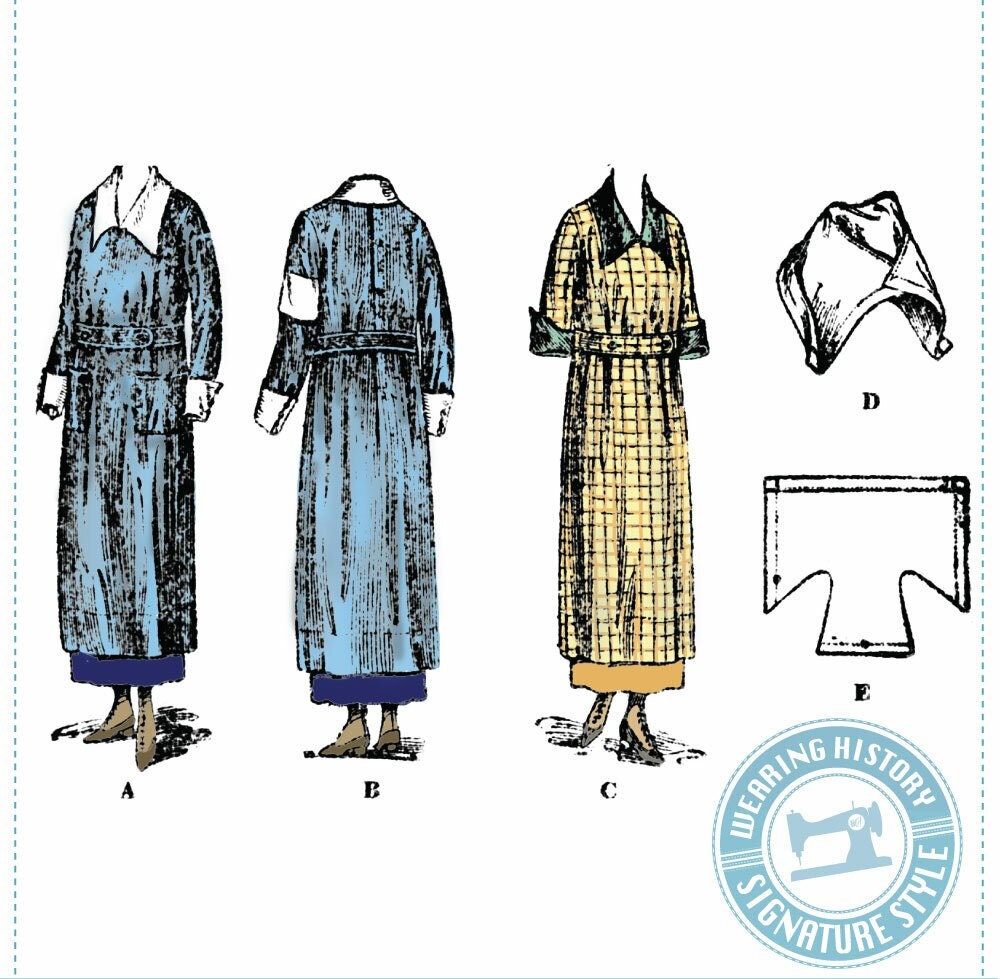 PRINTED PATTERN- 1910s WWI Era Canteen Uniform, Apron, & Cap- Wearing History