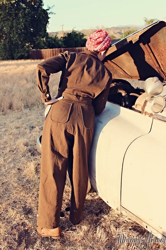 PRINTED PATTERN- Phyllis- WWII 1940s Air Raid Suit or Coverall Pattern- Wearing History