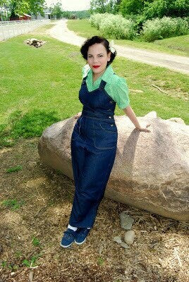 E-Pattern- WWII Homefront- 1940s Overalls, Playsuit, & Trousers Pattern- 30"-46" Bust