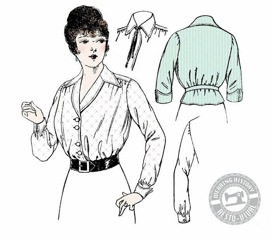 PRINTED PATTERN- Elsie 1910s WWI Era Blouse Pattern- 32"-48" Bust