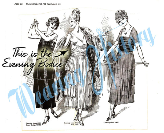 PRINTED PATTERN- Gloria- Circa 1919 Evening Bodice- Bust 34- 1910s 1920s Wearing History