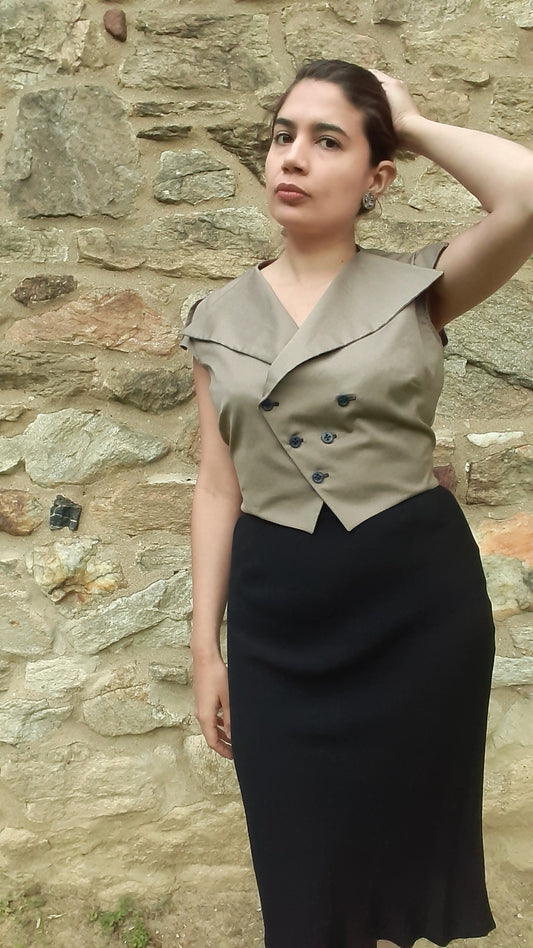 PRINTED PATTERN- 1930s Double Breasted Blouse & Scarf Pattern