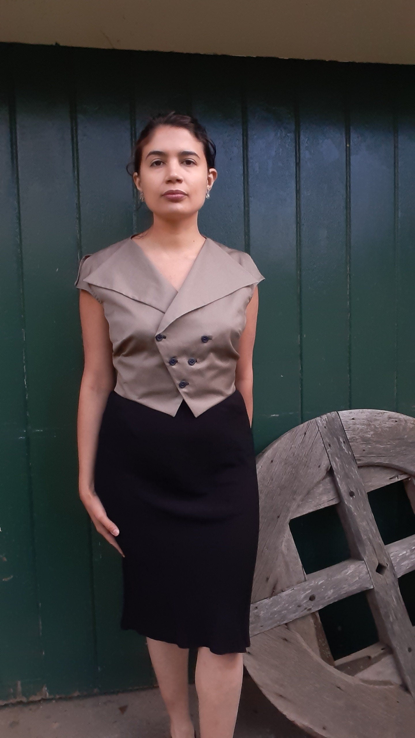 PRINTED PATTERN- 1930s Double Breasted Blouse & Scarf Pattern