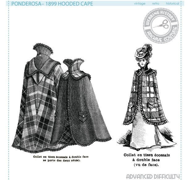 PRINTED PATTERN- Victorian 1890s 1899 Ponderosa Cape Pattern- 30"-50" Bust