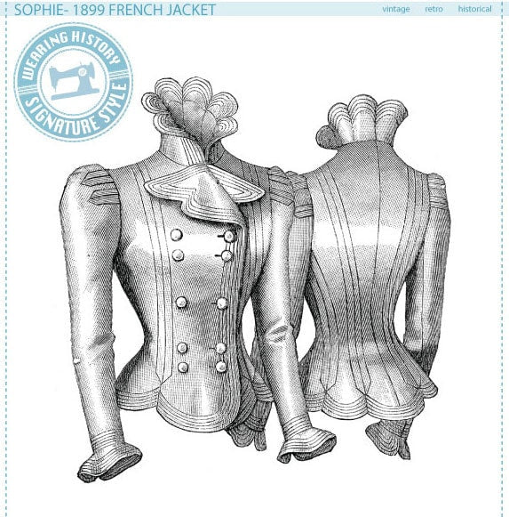 E-Pattern- Sophie- 1899 French Jacket Pattern- Bust 30"-46"