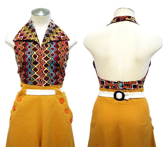 E-Pattern- Chic Ahoy- 30s Slacks, Halter, & Bolero- Bust 30"-40"