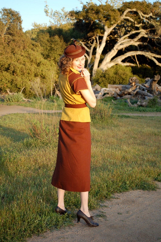 E-Pattern- Tea at Two- 1930s Day or Afternoon Dress- Bust 30"-40"