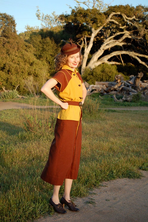 E-Pattern- Tea at Two- 1930s Day or Afternoon Dress- Bust 30"-40"