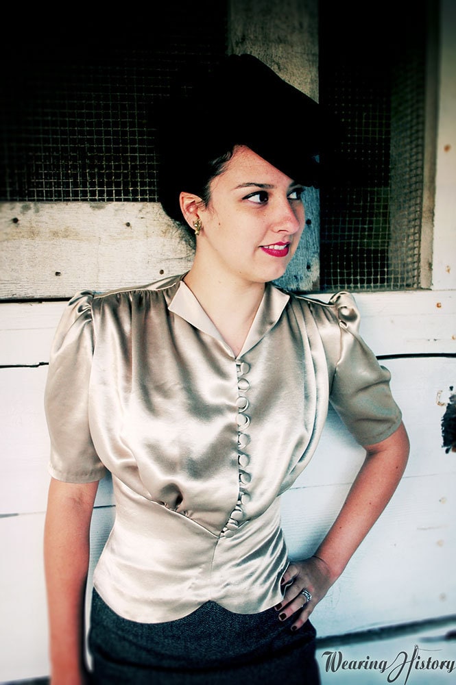 E-Pattern- Dahlia- 1940s Gathered Blouse- 30"-46" Bust