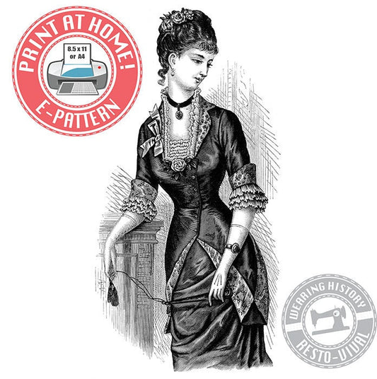 E-Pattern- 1879 Victorian Dinner Bodice- Bust 34"