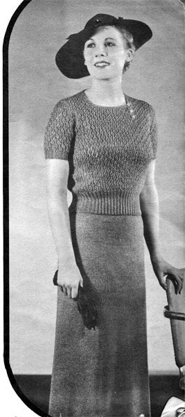 1930s Crepe Floss Dress- Knitting Pattern- 34" Bust