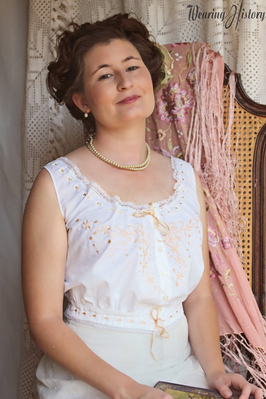 E-Pattern-  1910s Camisole or Corset Cover - 32"-48" Bust