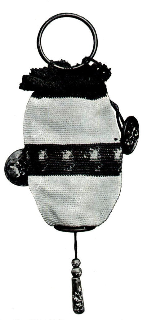 1910s WWI Knit Sweater with Fringe and Crochet Bag Knitting Pattern