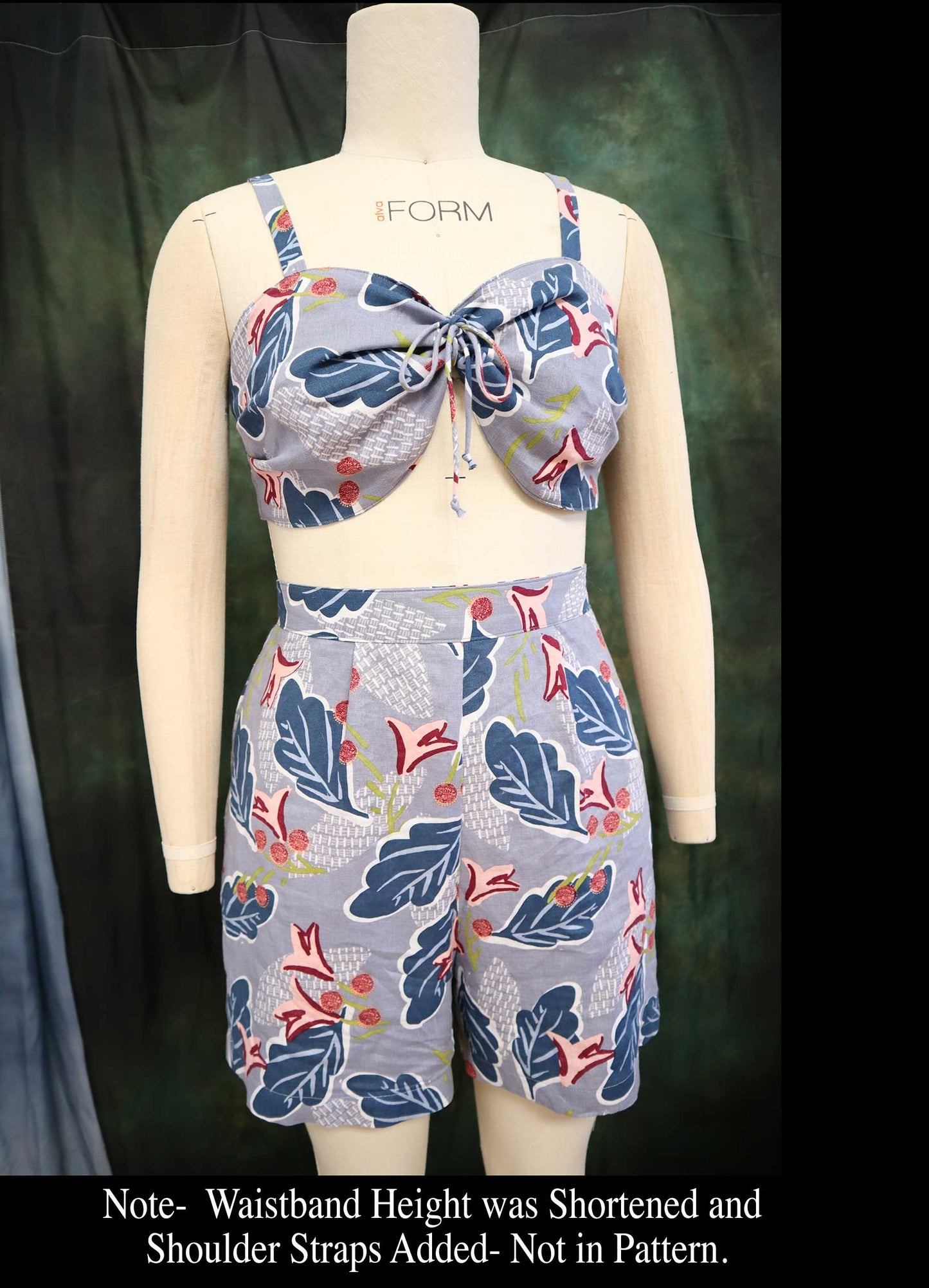 Printed Pattern- Circa 1950 Laguna Beach Set- Bra Top, Shorts, and Beach Coat