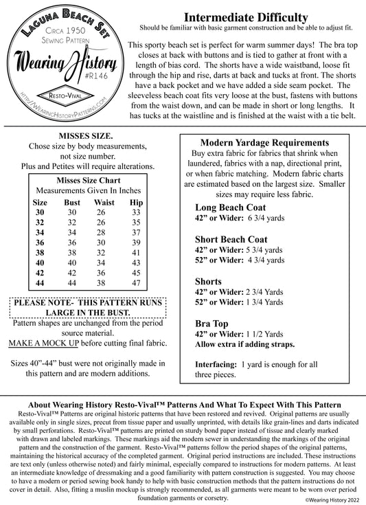 Printed Pattern- Circa 1950 Laguna Beach Set- Bra Top, Shorts, and Beach Coat