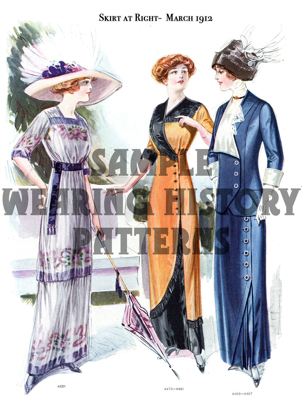 PRINTED PATTERN- 1912 Pleated Skirt Pattern- Waist 26