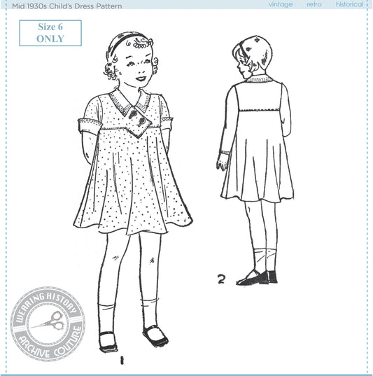 PRINTED PATTERN- Mid 1930's Childs Dress- Size 6
