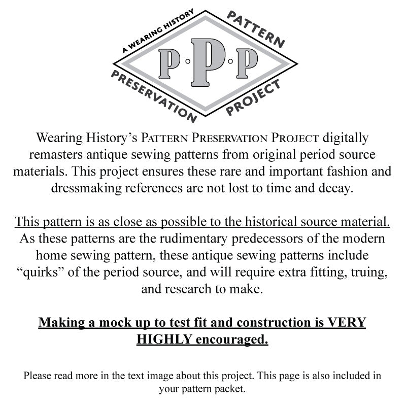 PRINTED PATTERN- Circa 1916 Tailored Waist with Two Backs- Size 40" Bust