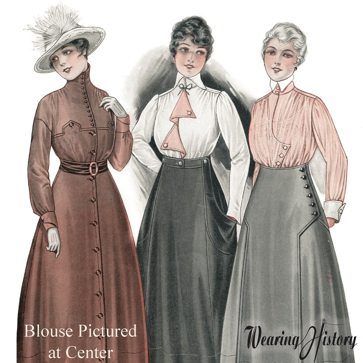 PRINTED PATTERN- Circa 1916 Tailored Waist with Two Backs- Size 40" Bust