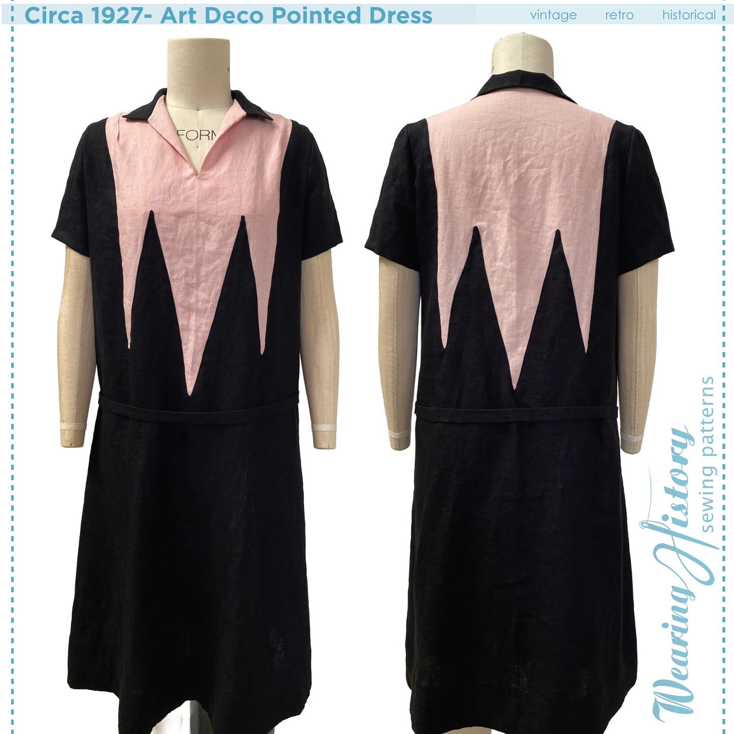 PRINTED PATTERN- Circa 1927 Art Deco Pointed Dress- Size 38-42" Bust- 1920s Dress Sewing Pattern