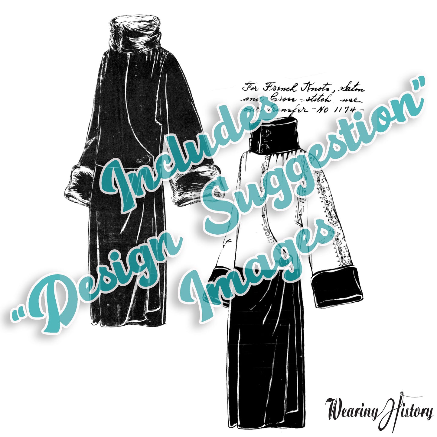 E-Pattern- Circa 1922 Ladies & Misses Coat Pattern- Size 40" Bust -1920s