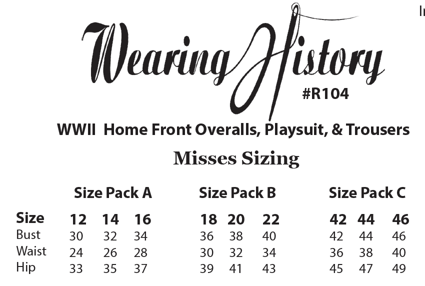 E-Pattern- WWII Homefront- 1940s Overalls, Playsuit, & Trousers