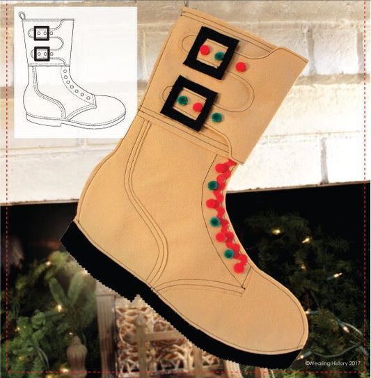 E-PATTERN- WW2 Buckle Boot Felt Stocking Pattern- WWII Christmas Craft