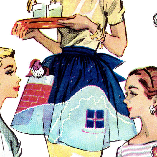 E-Pattern- 1950s Heart & Holiday Novelty Christmas Apron- Midcentury Craft