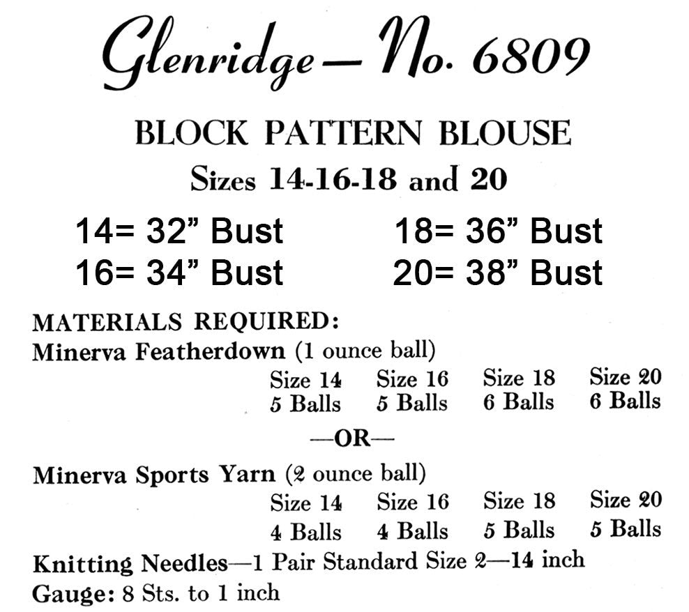 1940s Glenridge Block Pattern Blouse Sweater-  Bust 32"-38"