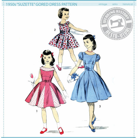 PRINTED PATTERN- 1950s "Suzette" Girl's Gored Dress Pattern