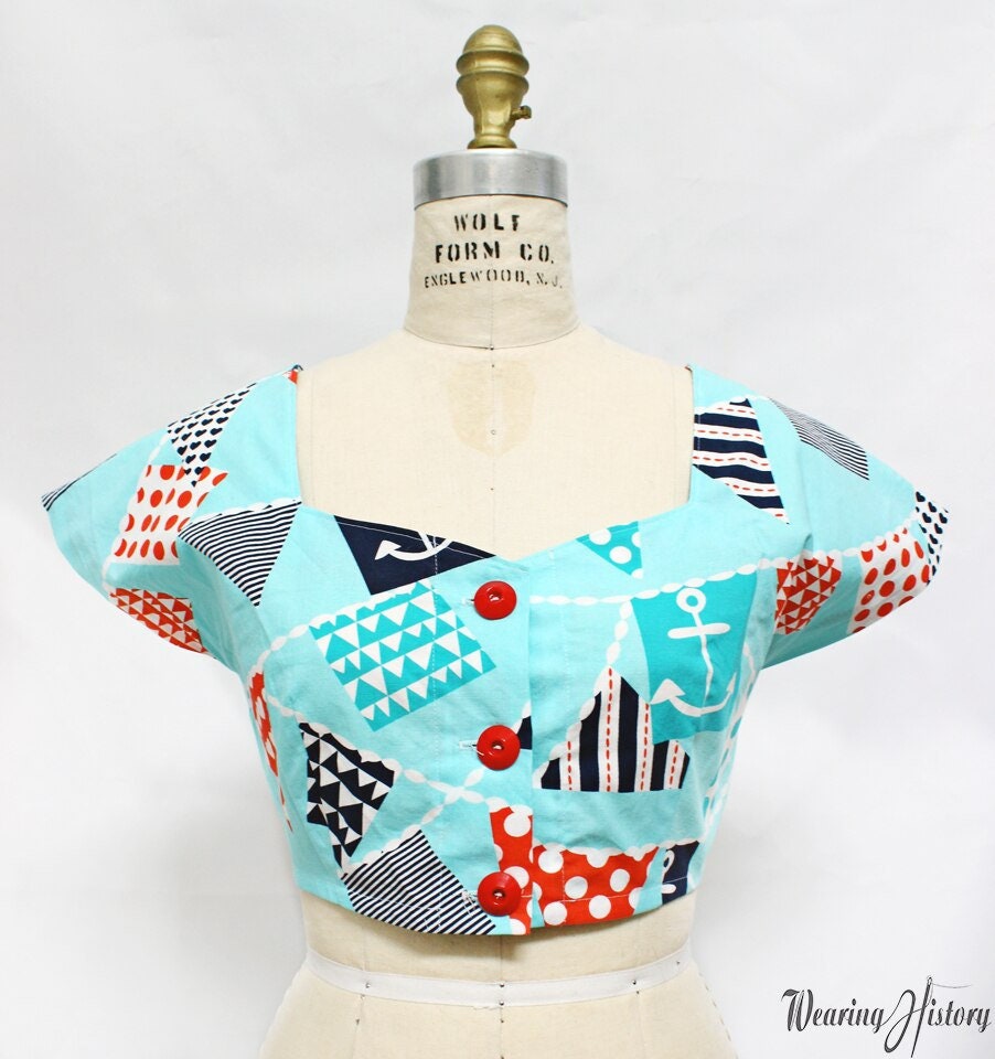 PRINTED PATTERN- Lana- 1940's Blouse and Crop Tops Pattern- 30"-42" Bust