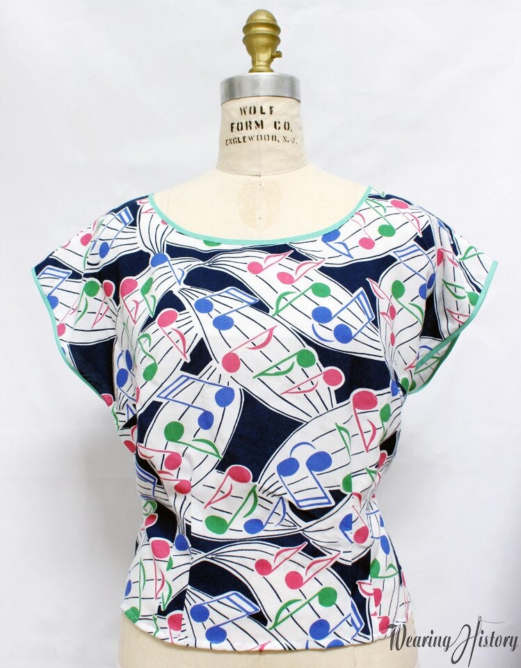 PRINTED PATTERN- Lana- 1940's Blouse and Crop Tops Pattern- 30"-42" Bust