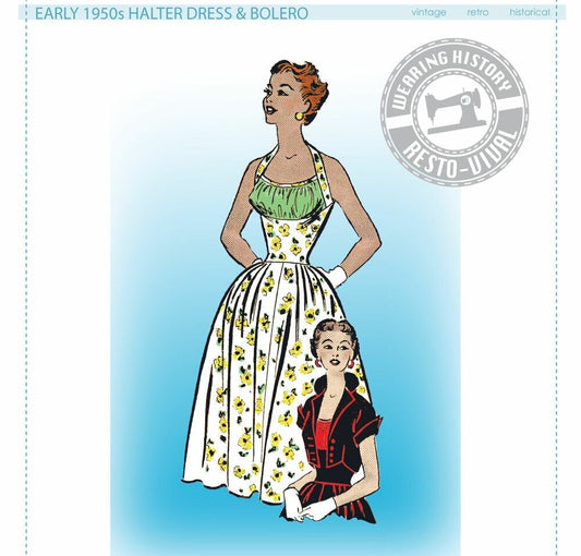 PRINTED PATTERN- Early 1950s Halter Dress & Bolero Pattern- Size 36" Bust- Wearing History